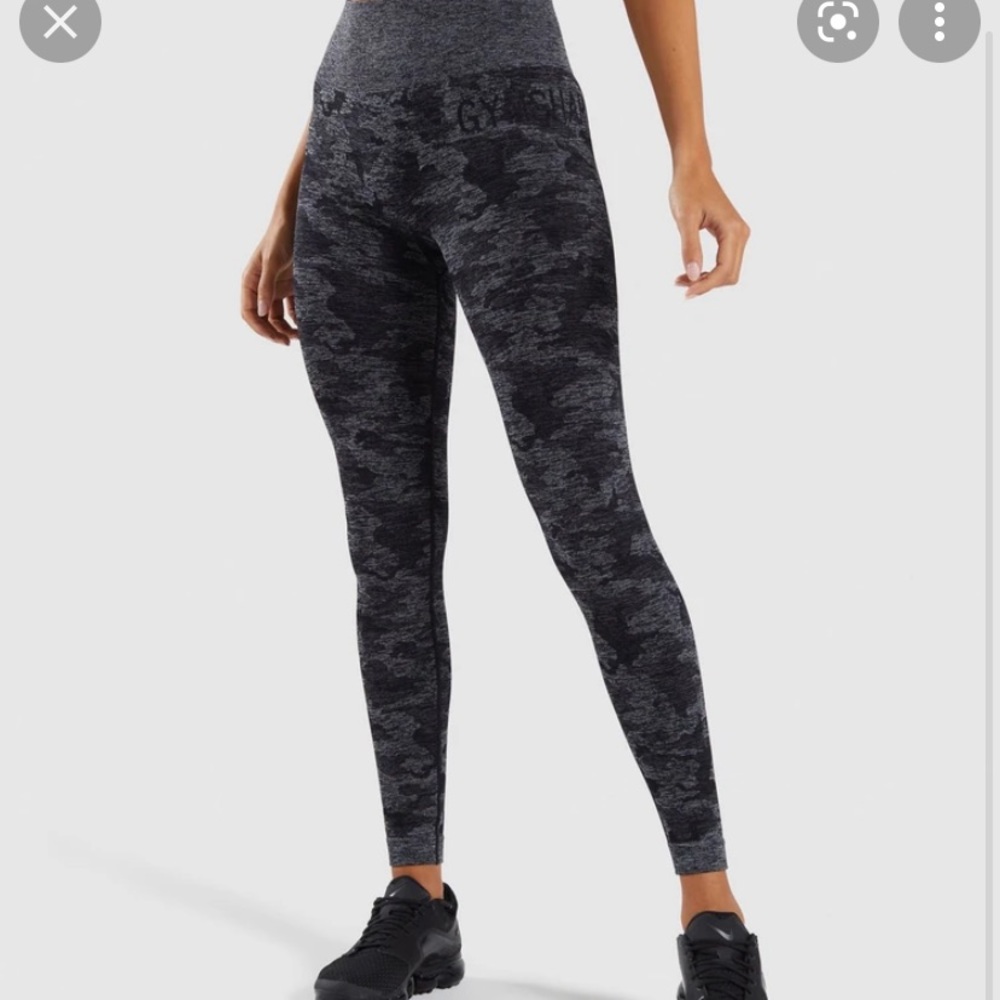 GYMSHARK CAMO SEAMLESS LEGGINGS - black